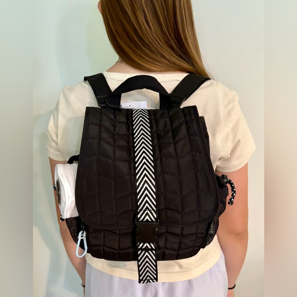 NWT, Claire’s, Black Backpack with White Chevron Strap - Picture 2 of 8